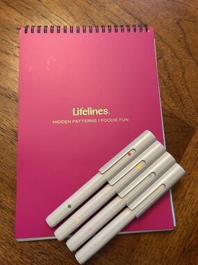 Lifelines Hidden Patterns Activity Book with Pink Cover and Pens
